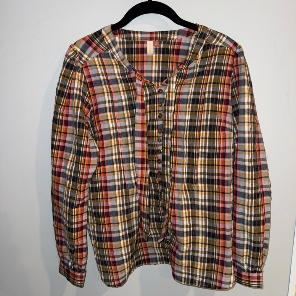 Anthropologie Pilcro Blusa Plaid ButtonDown Shirt Small‎ Sold Out - Picture 11 of 16